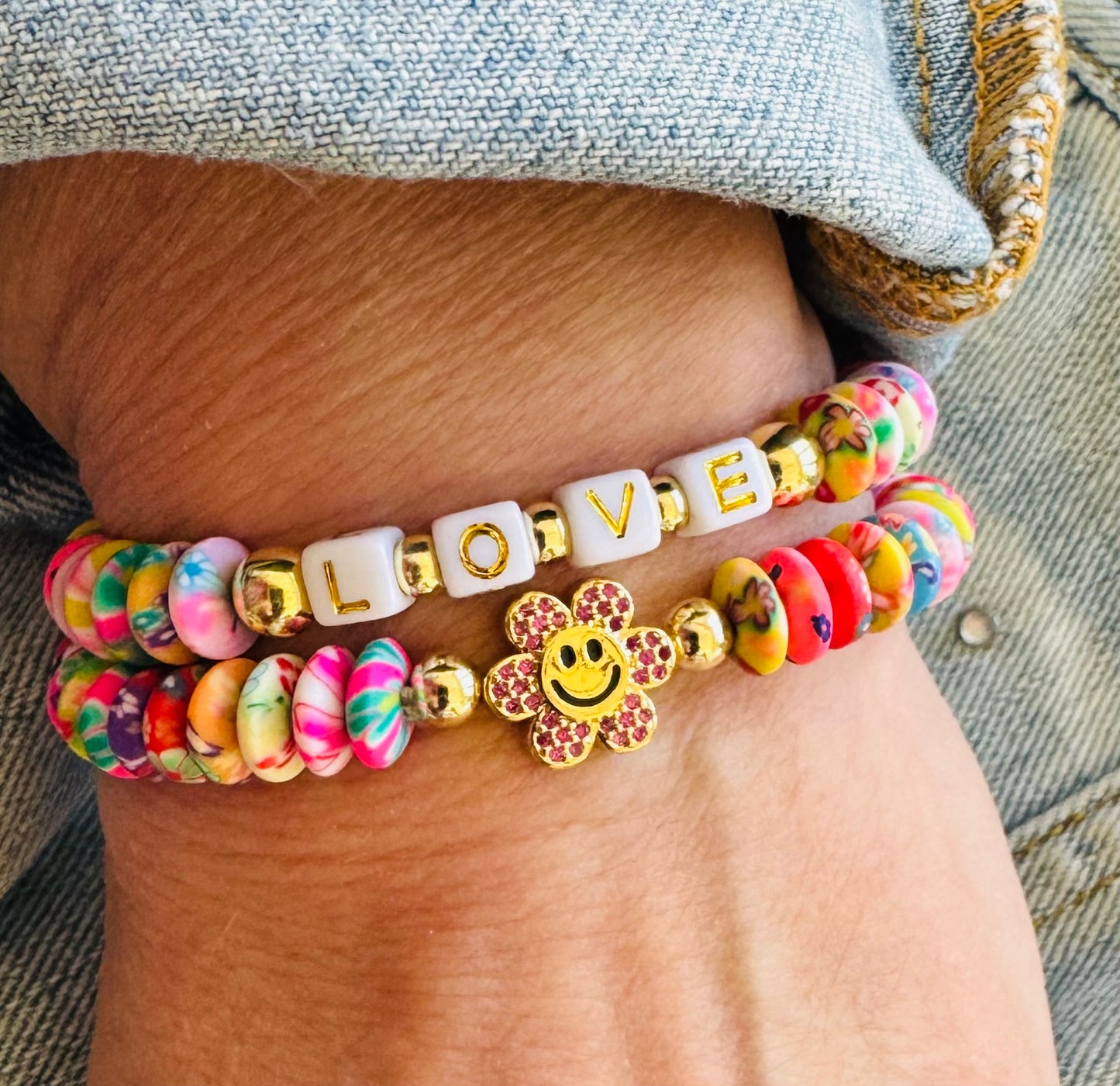 Beaded Flower Name Bracelets