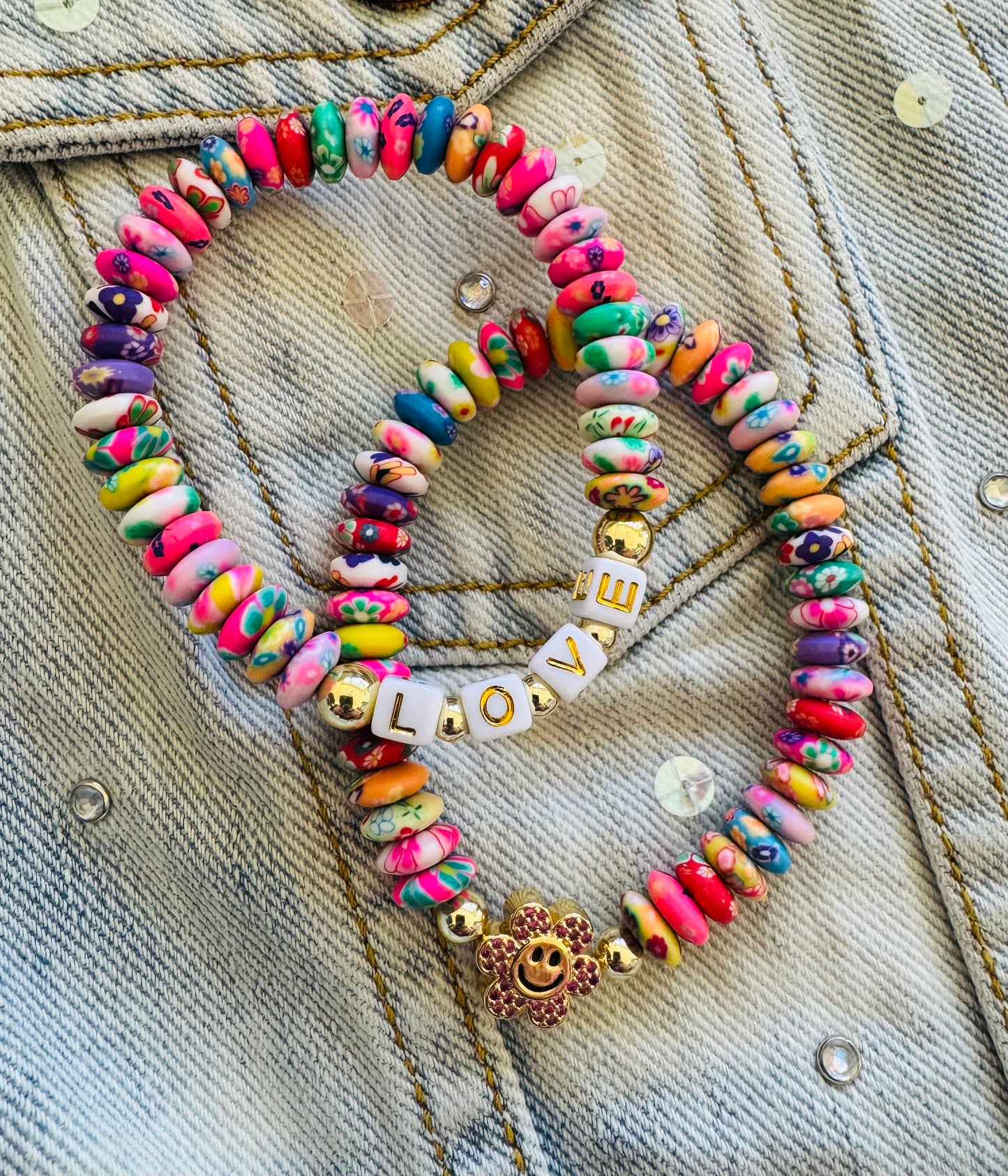 Beaded Flower Name Bracelets