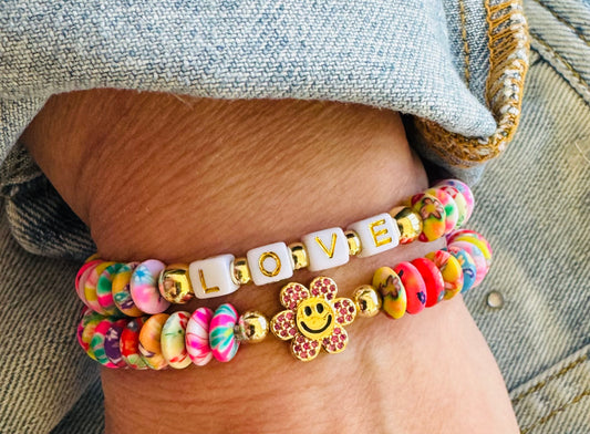 Beaded Flower Name Bracelets